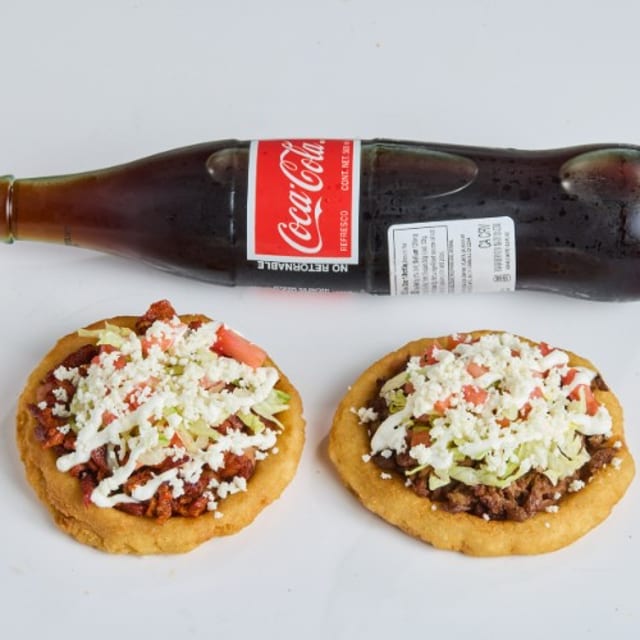 2 Sopes with a Large drink.